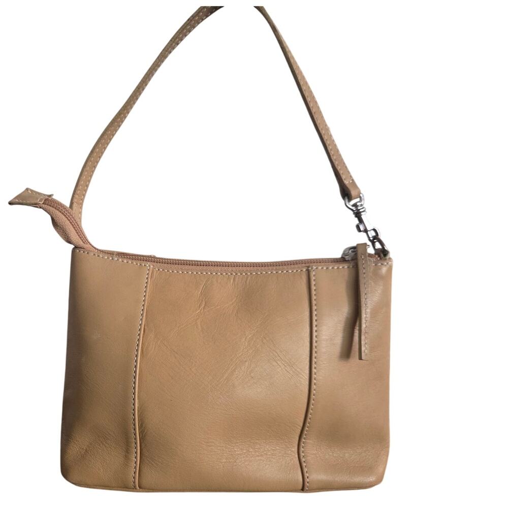 Vintage 90s Y2K Banana Republic Tan Beige Small Leather Shoulder Bag Mini
